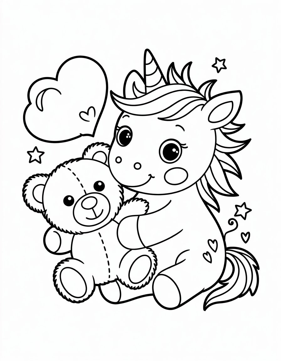 Baby Unicorn with Teddy Bear
